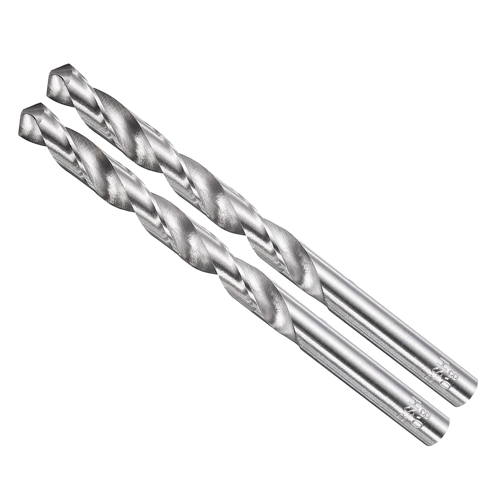 METALLIXITY 8mm Drill Bit Straight Shank 4241 HSS Uncoated (Bright), 2pcs