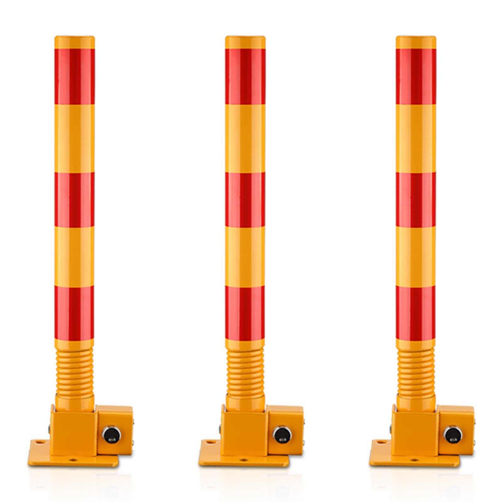 Poteau de sécurité en acier robuste à revêtement poudre jaune pour signalisation (Lot de 3)