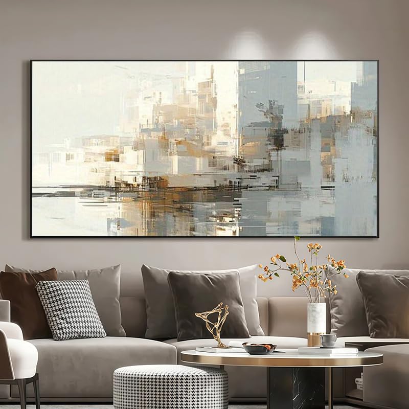 Toile abstraite moderne décoration murale salon grand poster minimaliste 75x153