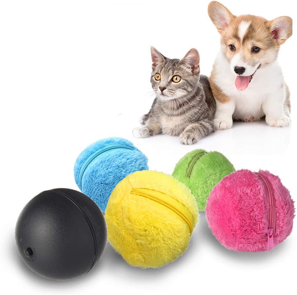 Teepao Magic Roller Ball Toy, Automatic Roller Ball Magic Ball Dog Cat Pet Toy (1 Rolling Ball 4 Color Ball Cover)
