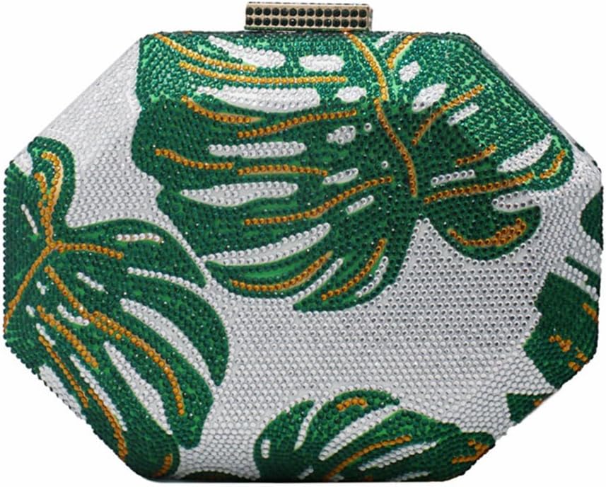 Luxury Boho Crystal Evening Bags Ladies Plam Leaf Diamond Dinner Bag Rhinestones Box Clutch for Party Prom Cocktail