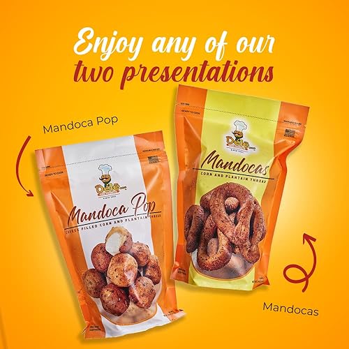 Miniatura 5 de DELE FOODS Mandoca Pop (1 bolsa), masa redonda precocinada de maíz y plátano rellena de queso, receta típica venezolana, delicioso aperitivo para