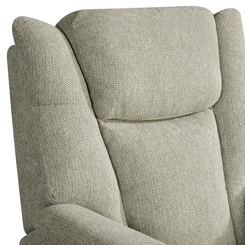 Image of DrapeLux 1 Seater Motorized Recliner Chair - Light Green Fabric, Padded & Comfortable, Extra Back Support, Eucalyptus Wood Frame, Semi Knockdown, 5-Year Warranty