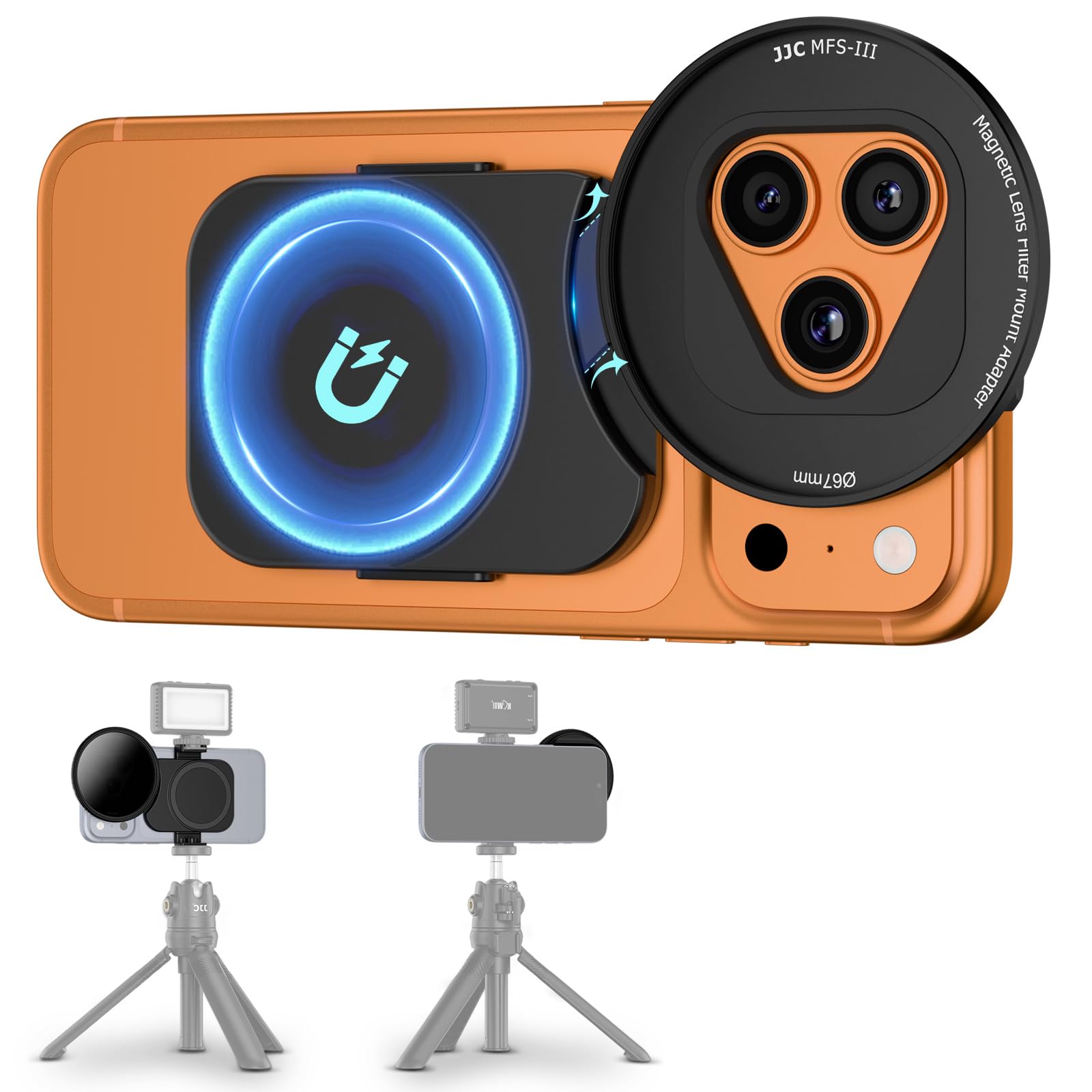 JJC 67mm Phone Lens Filter Adapter for iPhone 18 17 16 15 14 Pro Pro Max Plus