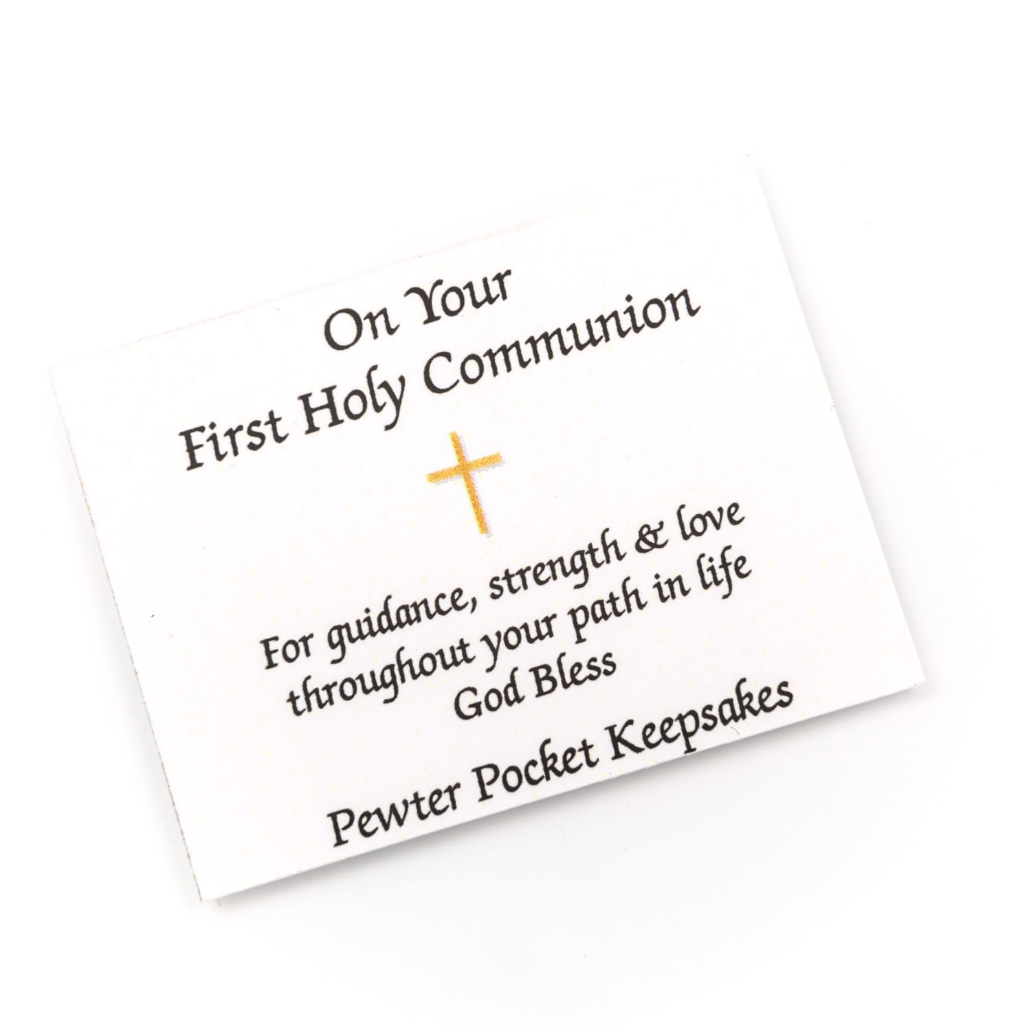Holy Communion Gift Idea - 5 Pewter Message Pebbles in a Drawstring PINK Organza Pouch. The pewter pebble wordings are: Love, Health, Wealth, Happiness and Peace - Image 3