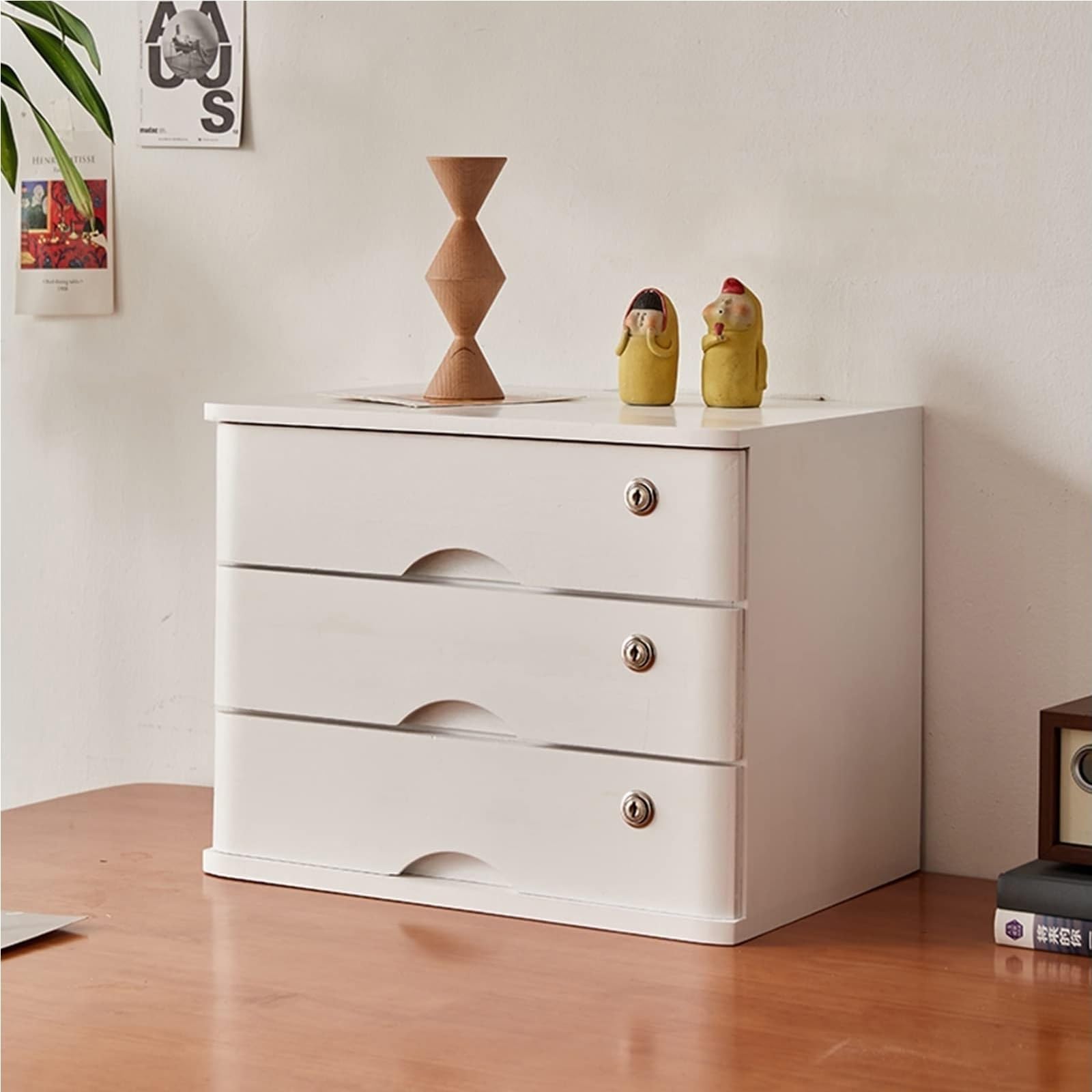 SaryEdge Wooden Desktop File Cabinet 3 Layer Desk nizer with Lockable Drawers A4 File Storage Box for Office,E-3 layer