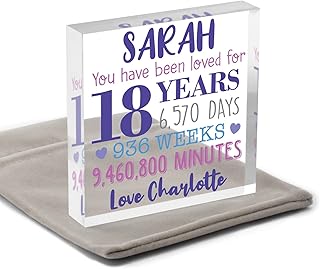18th Birthday Gifts Daughter Her Girls, Personalised 13th 16th 21st 30th Birthday Gift Sister Friend, 40th 50th 60th 70th Birthday Gifts Mum Nanny Women, 18th Birthday Daughter, With Grey Bag
