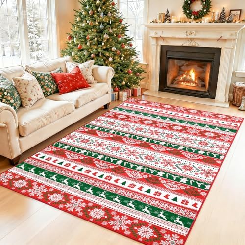 Tapetes de área de Natal para sala de estar, tapetes laváveis ant...