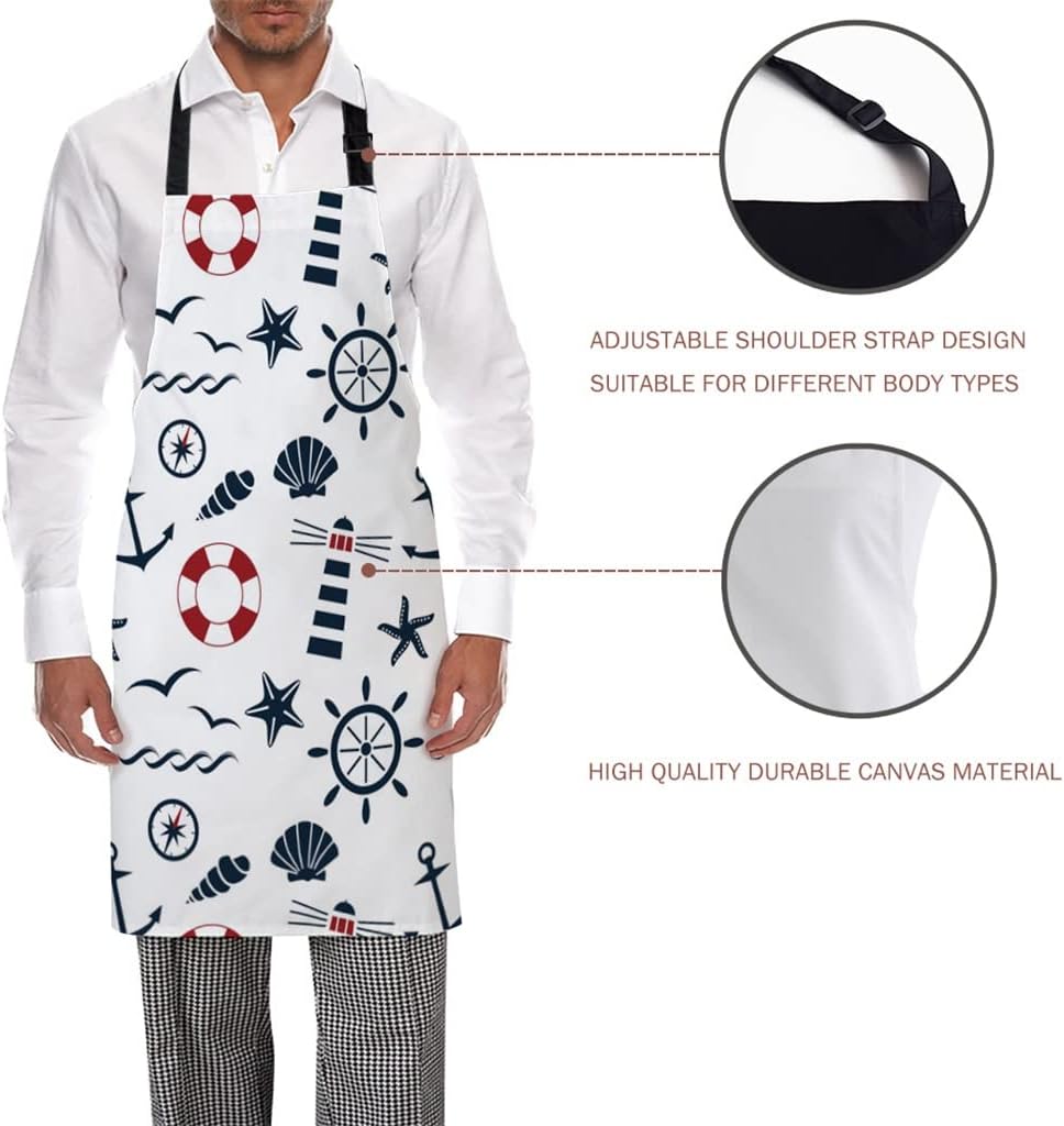 Anchor Lighthouse Compass Kitchen Nail Shop Apron for Women Men Kids Aprons Dinner Party Cooking Baking Accessories