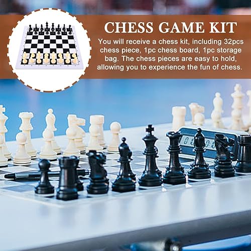 Miniatura 5 de Juego de ajedrez y damas portátil, tapete de ajedrez para torneo de 13.8 in con ajedrez y bolsa de almacenamiento, tablero de ajedrez enrollable,