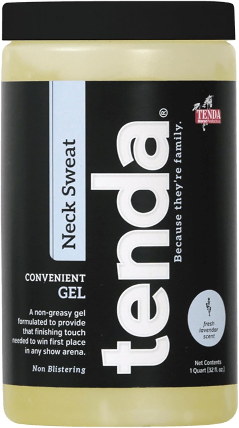 Tenda Neck Sweat Gel – Non-Greasy Finishing Touch for Show Horses – Use with Neoprene Neck Wrap – Won’t Burn or Blister – Lavender Scented Sweat Enhancer for a Winning Show Ring Look - 1 Quart