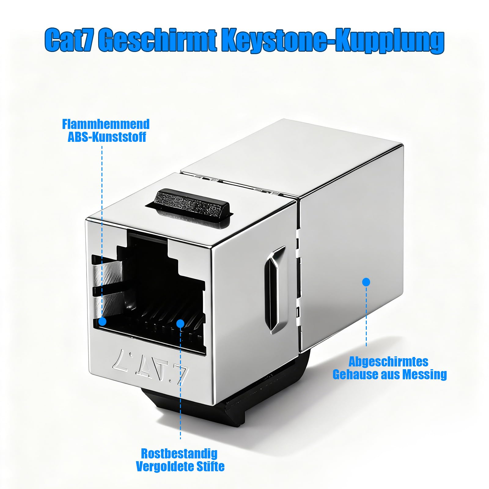 Joycabin 4 sztuki 10 Gbps CAT 7 Keystone moduł RJ45 ekranowany sprzęgło gniazdo łącznik do RJ45 kabel krosowy 10 Gbps LAN DSL Ethernet i może być używany jako Keystone