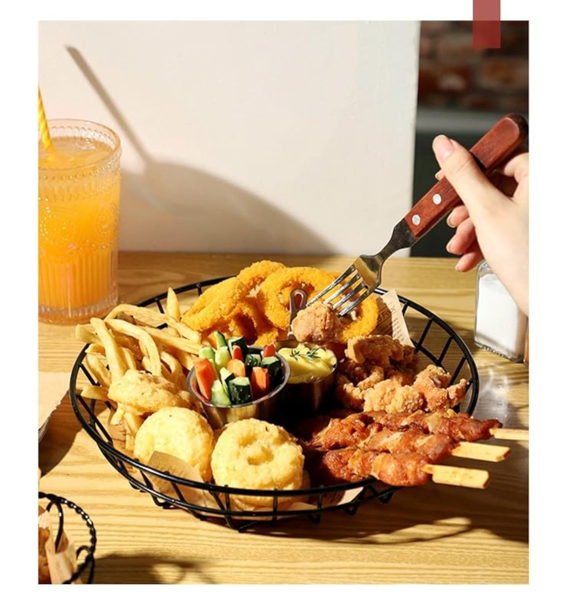 Set of 6 Black Round Bread Baskets for Serving