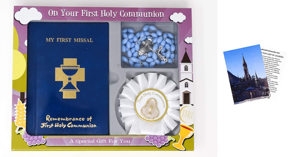 Catholic Gift Shop First Holy Communion Missal Gift Set With Rosette