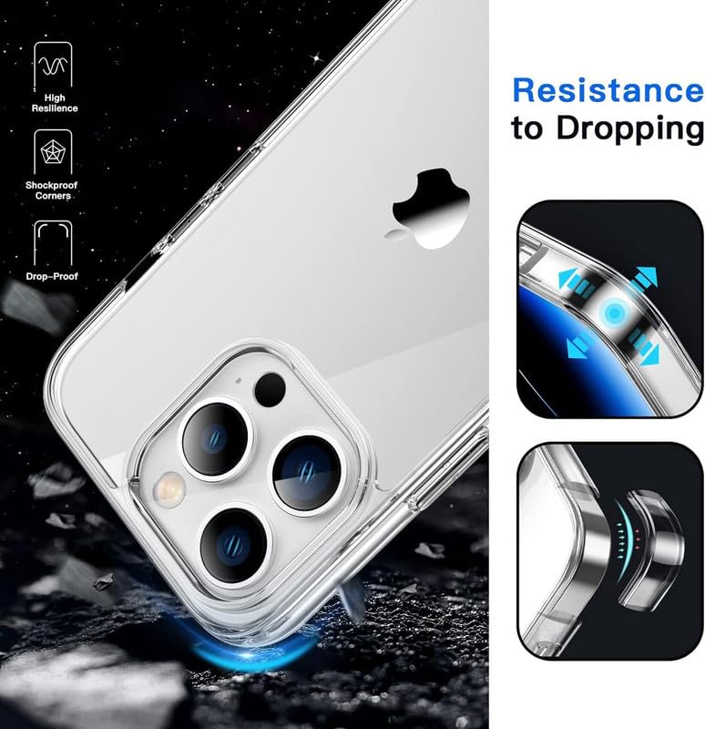 Image of Thermoplastic Polyurethane For iPhone Case 14 Pro Max,[Anti-Yellowing Technology] [Military Grade Drop Protection] Shockproof Slim Hybrid Phone Case For iPhone 14 Pro Max-Crystal Clear