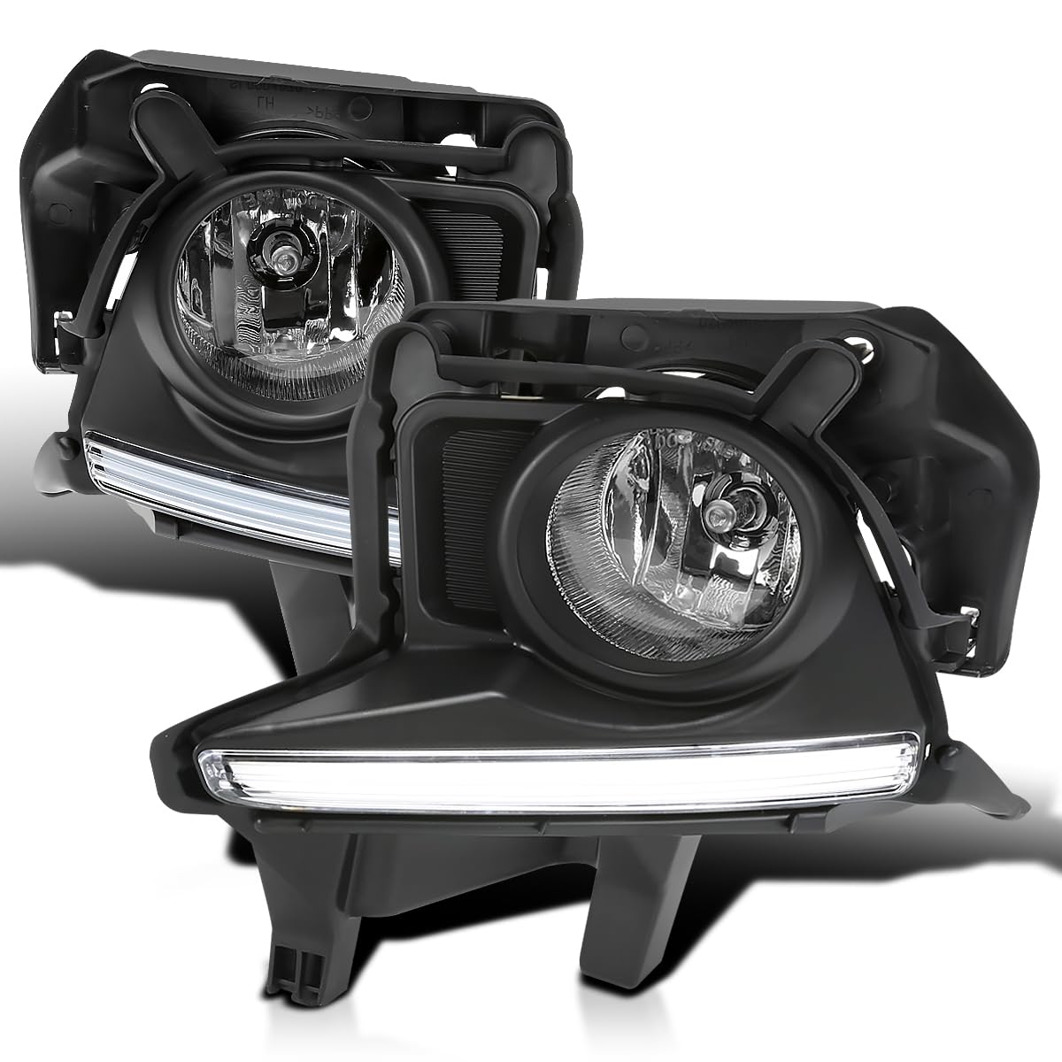 Spec-D Tuning Chrome Fog Lights with LED Strip + Bulbs Compatible with 2014-2016 Toyota Highlander, L+R Pair Assembly