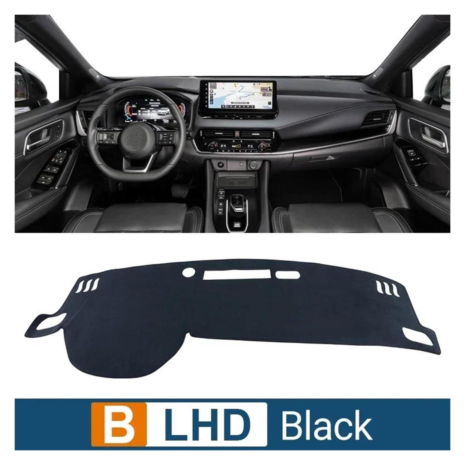 Protection Tableau De Bord Pour Nissan Qashqai J11 (2014-2020) - Tapis Antidérapant - Modèle B LHD Noir