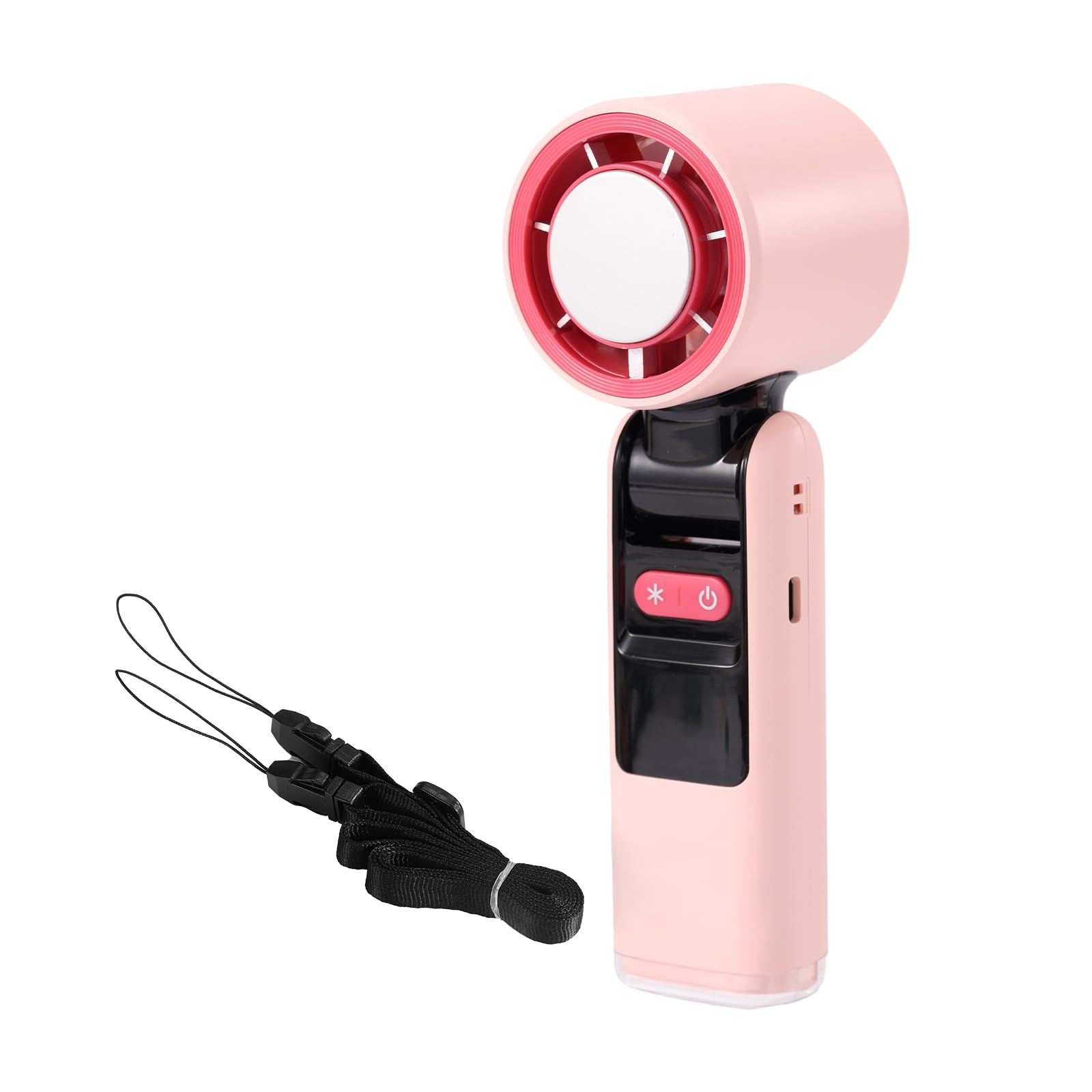 BTFO Handheld Portable Fan with Ice Cooler, 7.1 Inch Foldable Rechargeable 5-Gear Wind Handheld Personal Fan 199 Level Infinitely Variable Speed, with Charging Cable & Neck Strap (Pink)