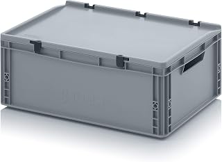 Auer Packaging Eurobehälter-Eurobox 60 x 40 x 23,5 cm mit Scharnierdeckel * Plastikbox Lagerbox ED 64/22 HG 60x40x22 60x40x23,5