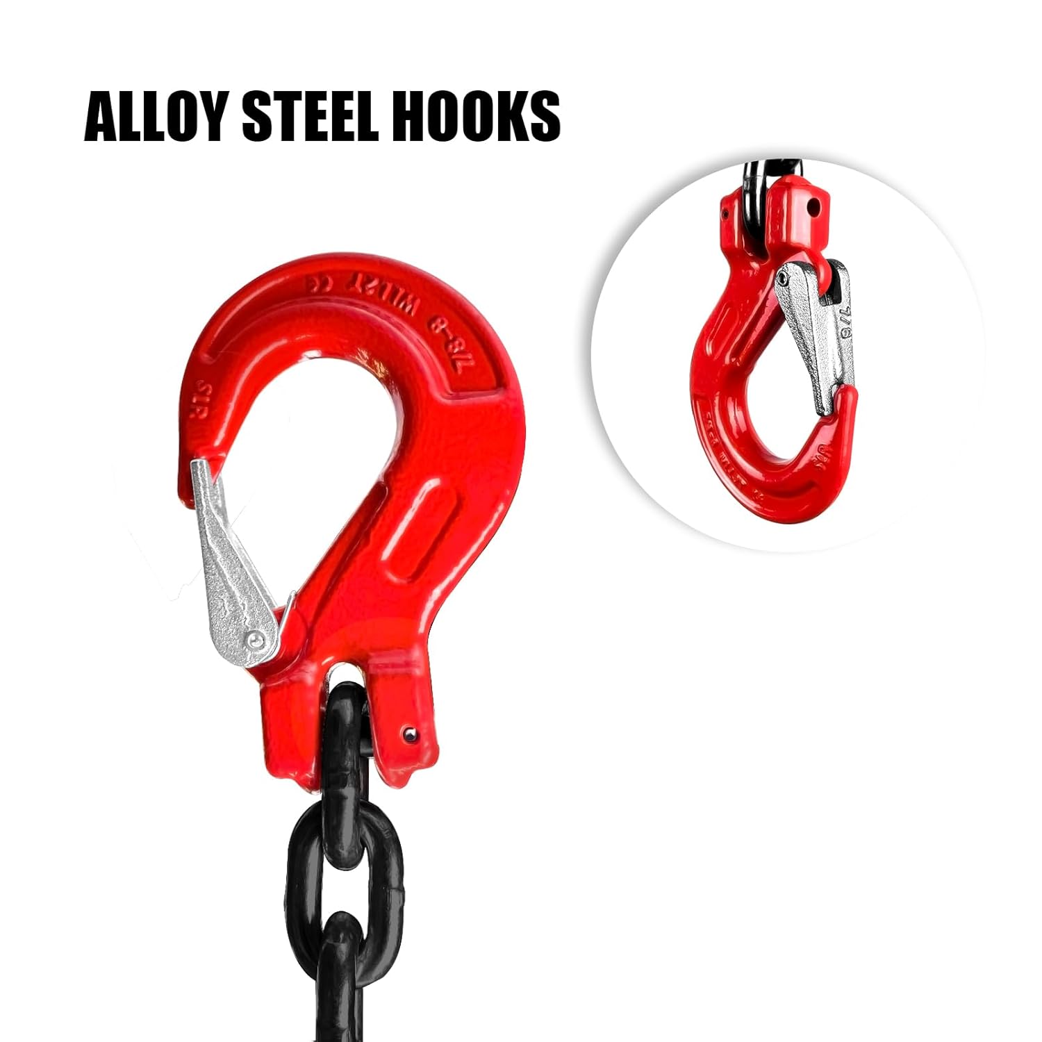 Chain Sling 5/16 Inch x 5 Ft Lifting Chains Double Leg with Grab Hooks Chain Slings for Lifting 3 Ton Capacity Lifting Slings G80 Alloy Steel Engine Lift Chain for Cargo Security Towing - Image 4