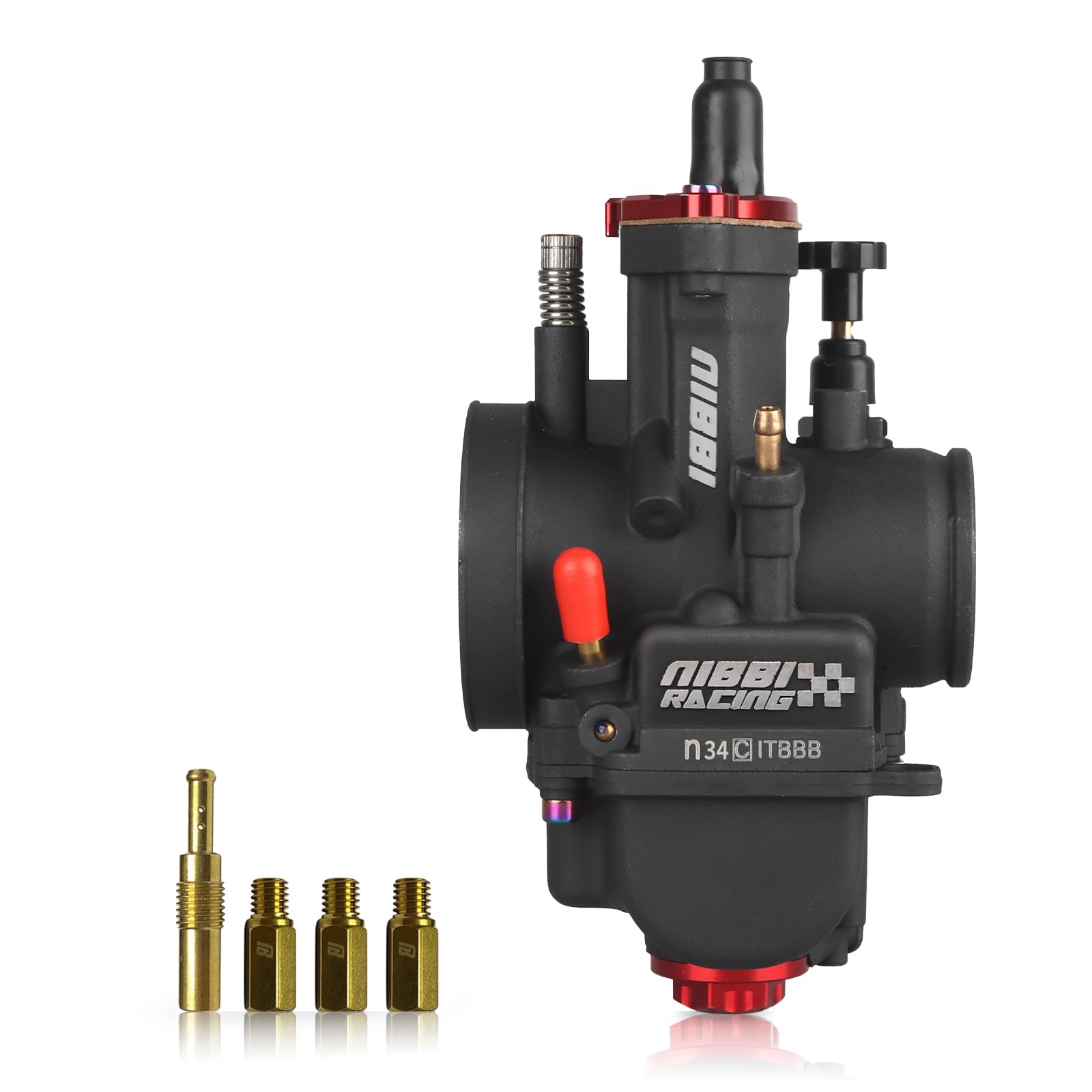 NIBBI PWK 34mm Carburetor with Three Main Jets and One Pilot Jet of Performance Racing Carburetor for Replace Keihin or mikuni Carburetors