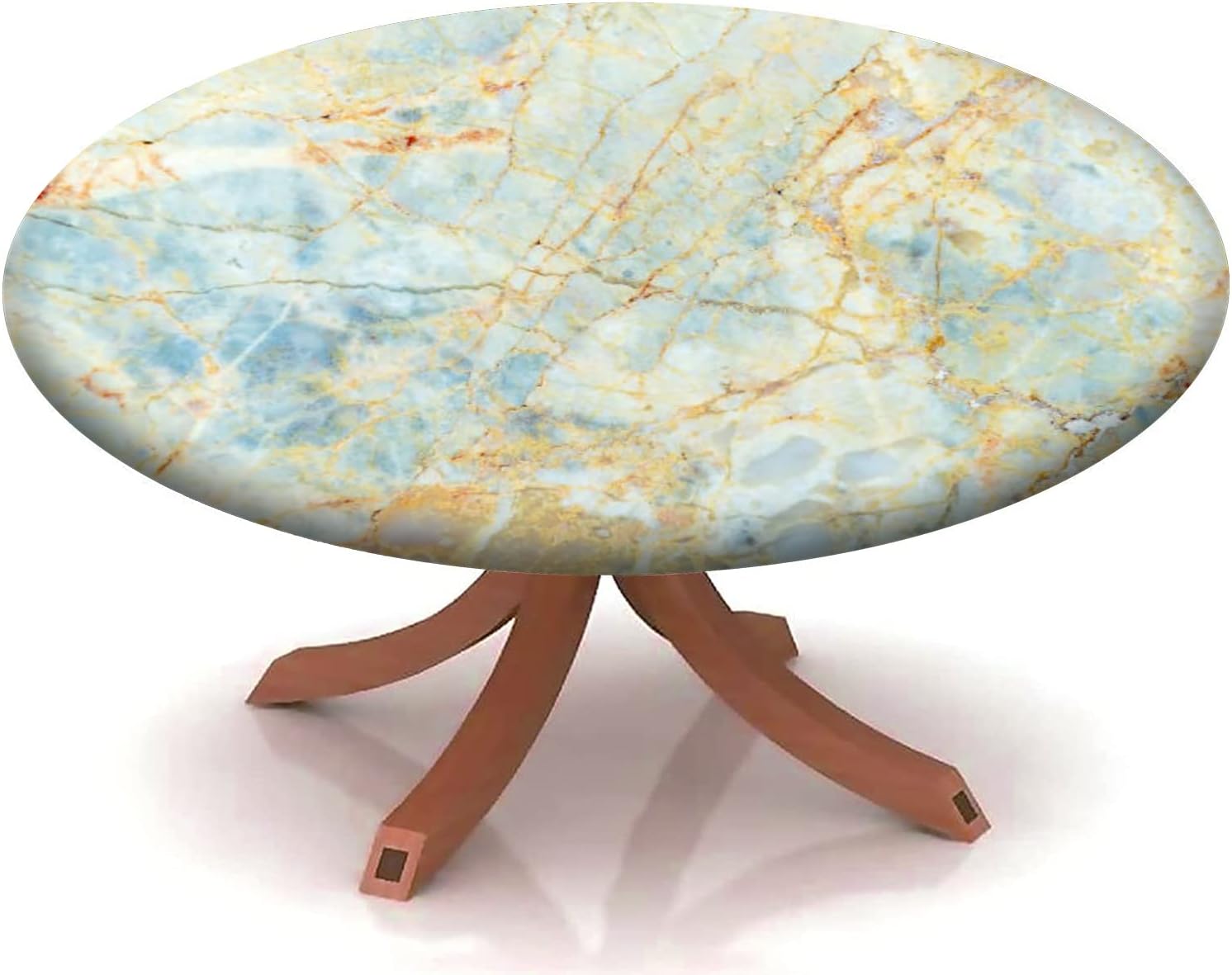 Round Table Cover Marble Texture Pattern,Fitted Tablecloth Elastic Edge,Suitable for Catering and Kitchen Can Wipe Dining Table coverr,Brown,for 57" to 68" Tables