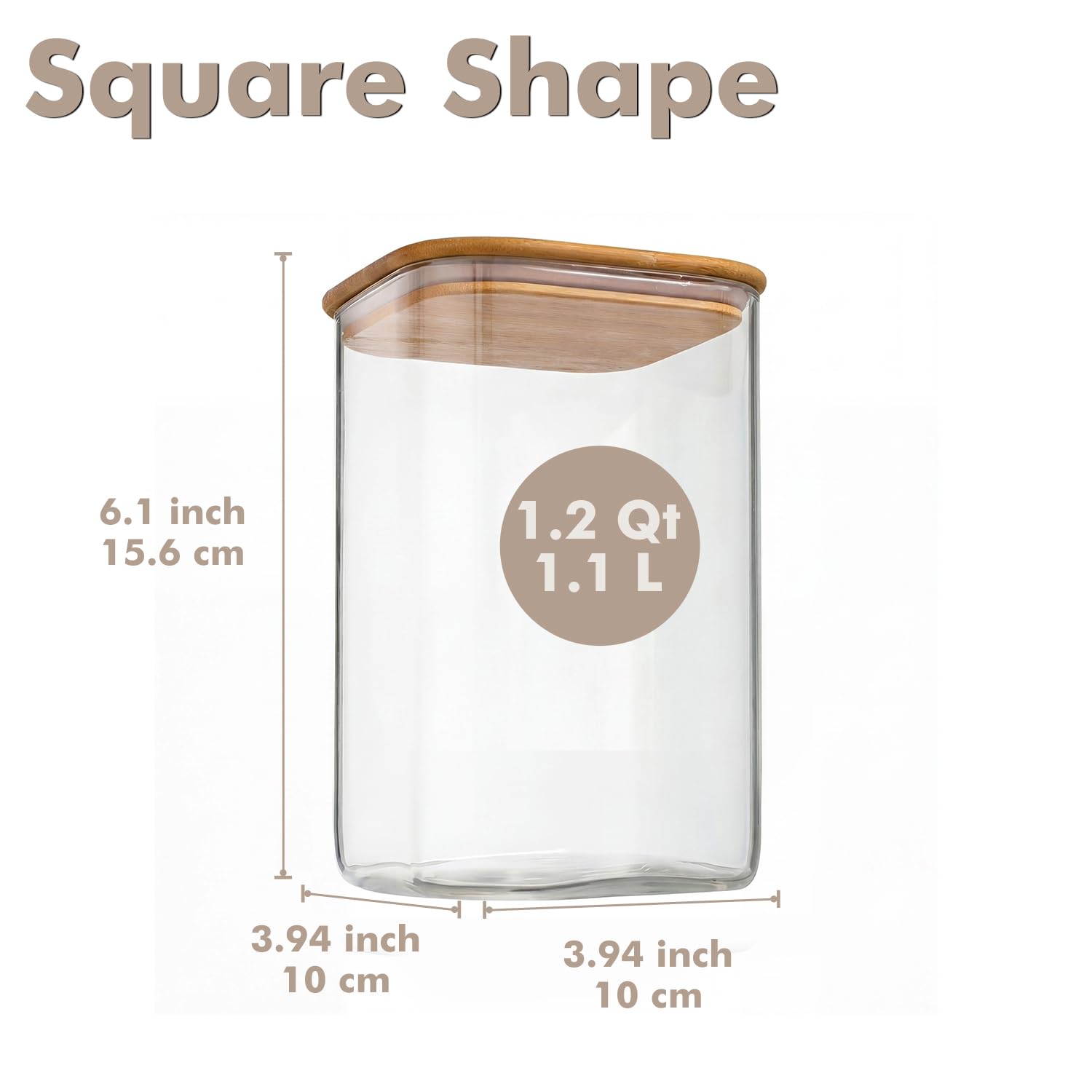 Quadratische Vorratsdosen aus Glas mit Deckel, Vorratsdosen mit Deckel, Vorratsdosen für Speisekammer, Lebensmittel, quadratischer Behälter für Kekse, Nüsse, Snacks, Müsli, Süßigkeiten