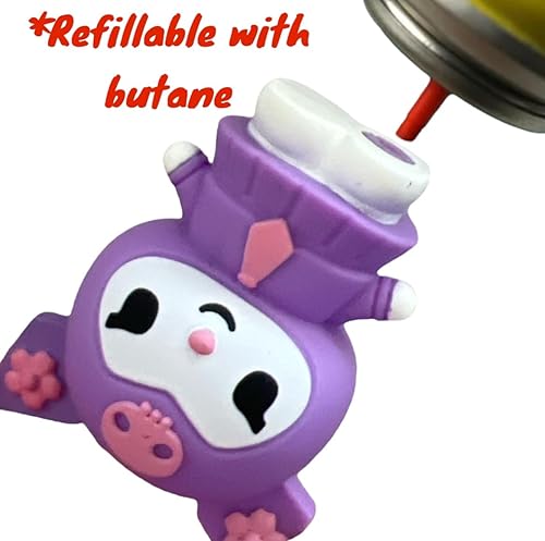 Miniatura 5 de NIVEK Kuromi Y2K Encendedor Llama 3D Llavero Japonés Jester Personaje Kawaii Encendedores Frescos Recargables (corbata púrpura)