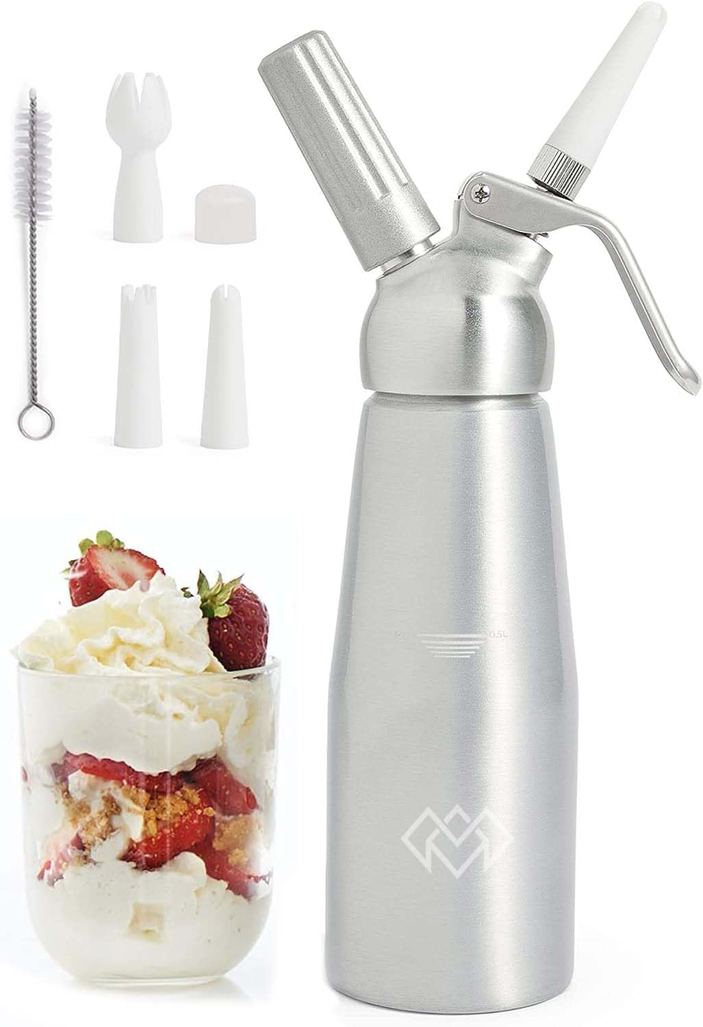 MARK STORE Whipped Cream Dispenser - Professional Cream Whipper - 500ml Large size,Whipped Cream Charger With 3 Sets Decorating Nozzles,Leak Resistant,N2O Chargers (Not Included) Kitchen accessories