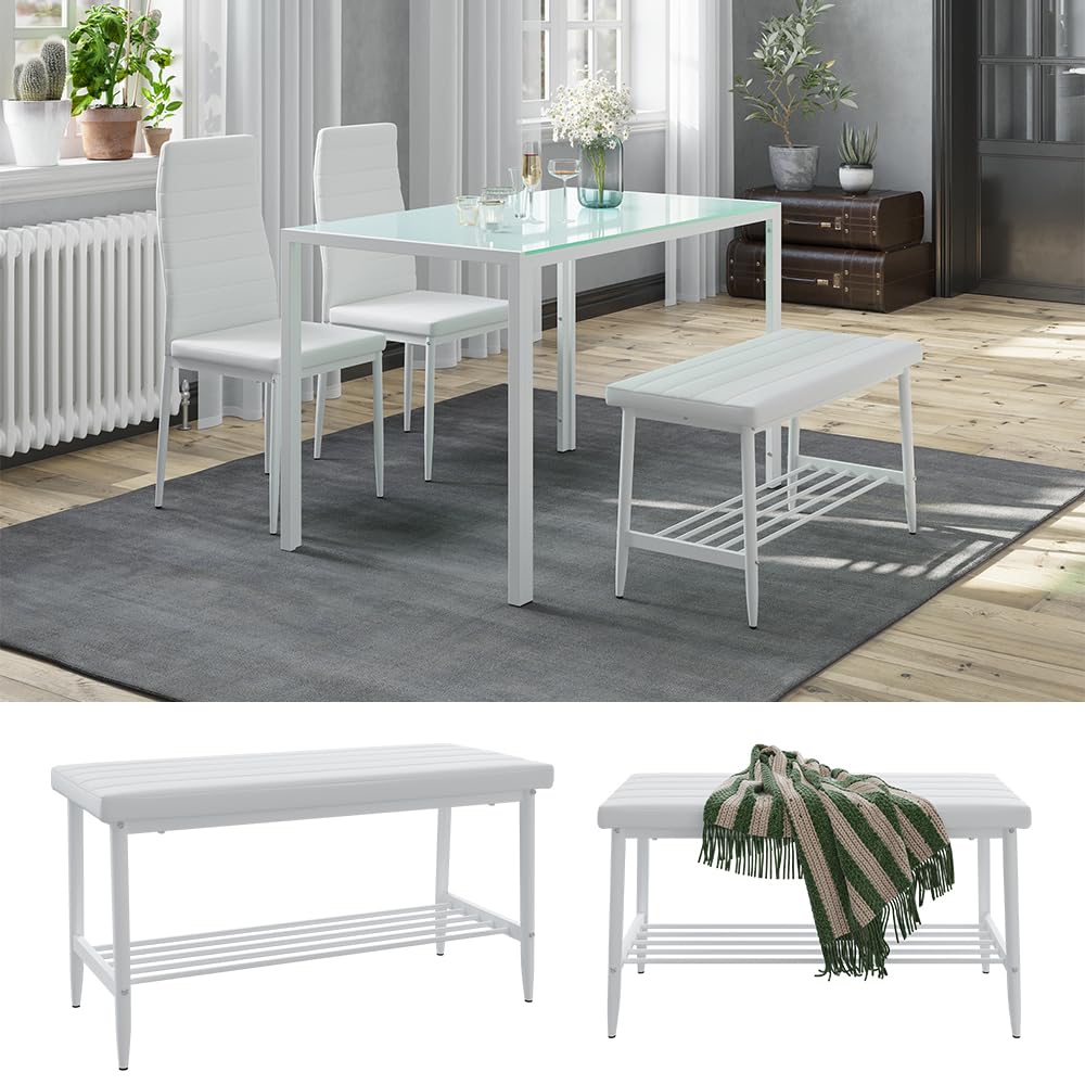 Vicco Banquette Grand, Blanc, 85x35cm, pour Une Utilisation comme Ensemble de Salle à Manger dans la Cuisine ou la Salle à Manger