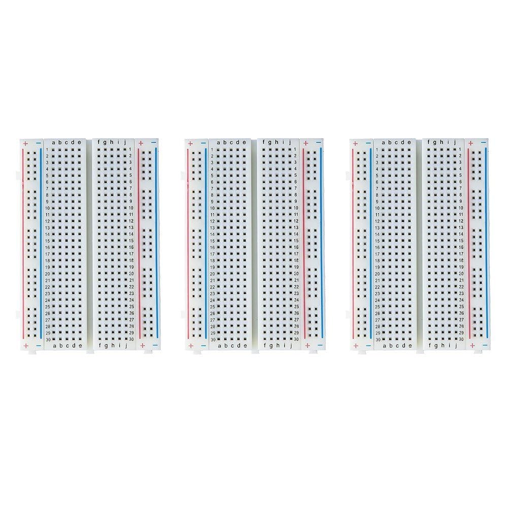 ELEGOO 3PCS 400 tie-Points breadboard, 4 Power Rails for Jumper Wire