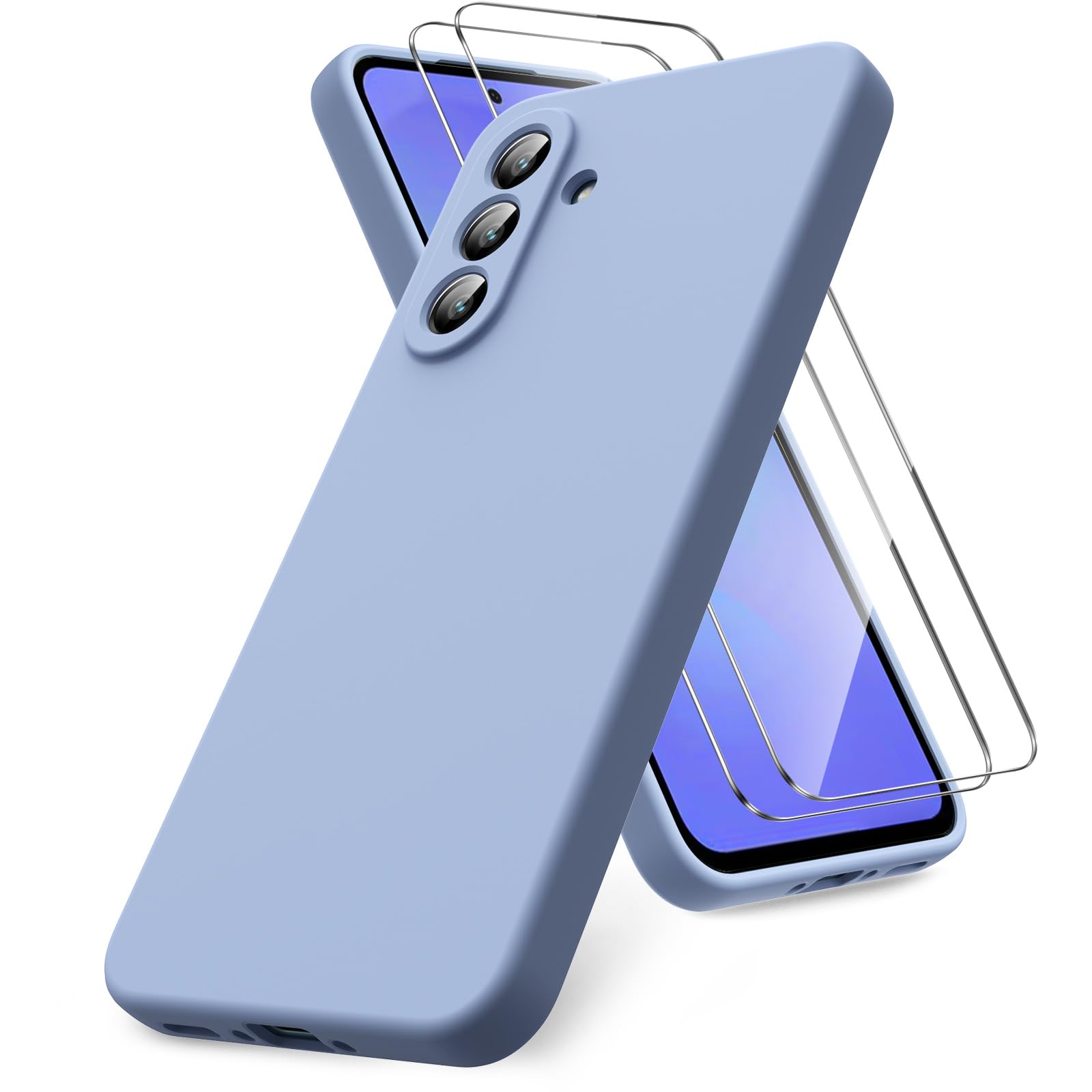 Vansdon Cover Compatibile con Samsung Galaxy A36 5G - Grigio Lavanda | Contiene 2 Pellicola Protettiva in Vetro Temperato, Gomma Gel di Silicone Liquida Antiurto Custodia