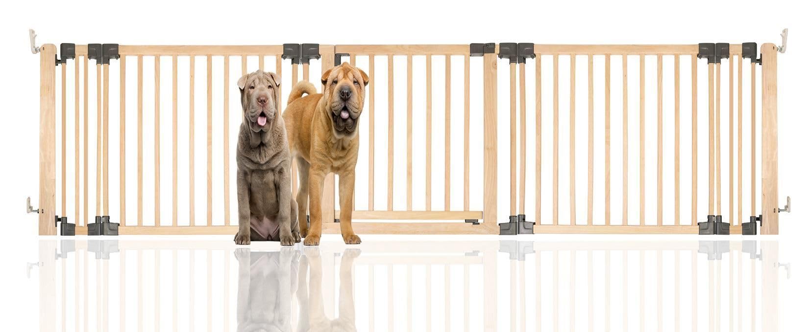 Bettacare Wooden Multi Panel Flexible Pet Barrier, Natural Wood, up to 296cm Wide, Dog Barrier for Pets Dogs and Puppy, Puppy Barrier suitable for Indoor Use, Easy Installation