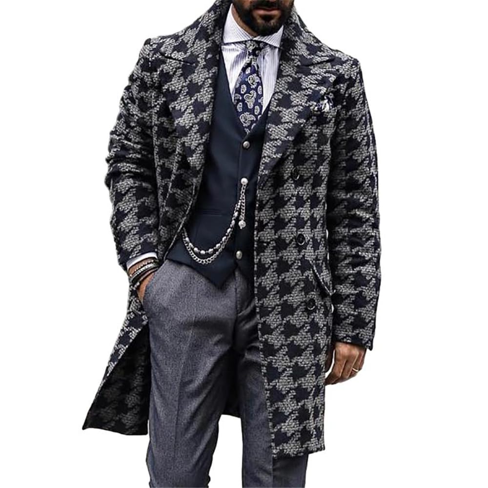 Long Sleeve Jacket Slim Fit Fashion Suit Collar Men'S Transitional Jacket Medium Length Men'S All-Match Casual Coat Coat British Men Vintage Trend Outdoor Jackets