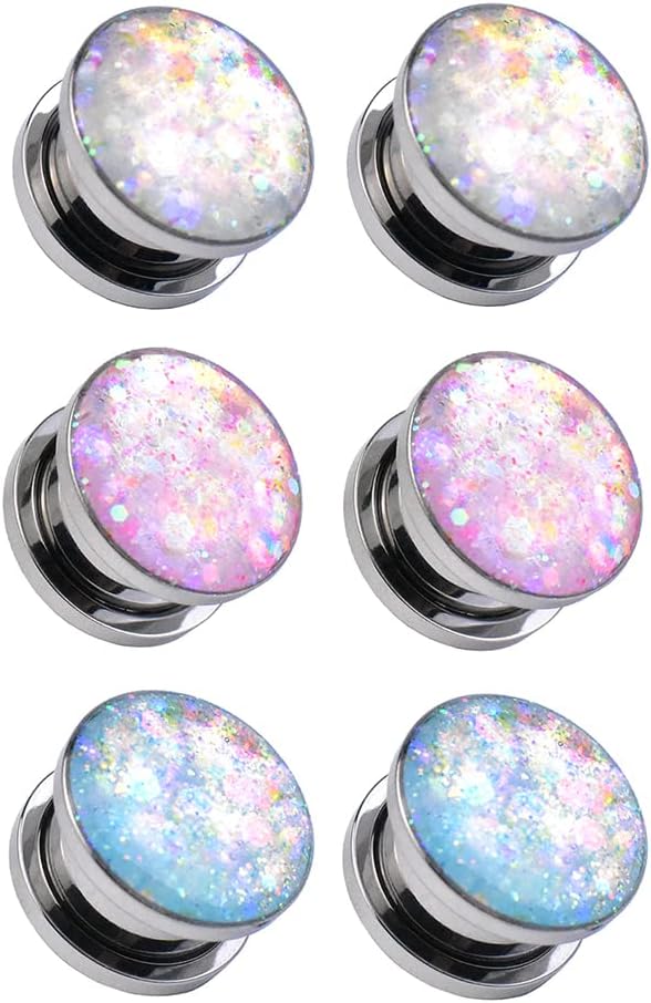 6Pcs/3pair Stainless Steel Ear Gauges Tunnels and Plug Ear Expander Studs Stretching Ear Piercing 3mm to 40mm
