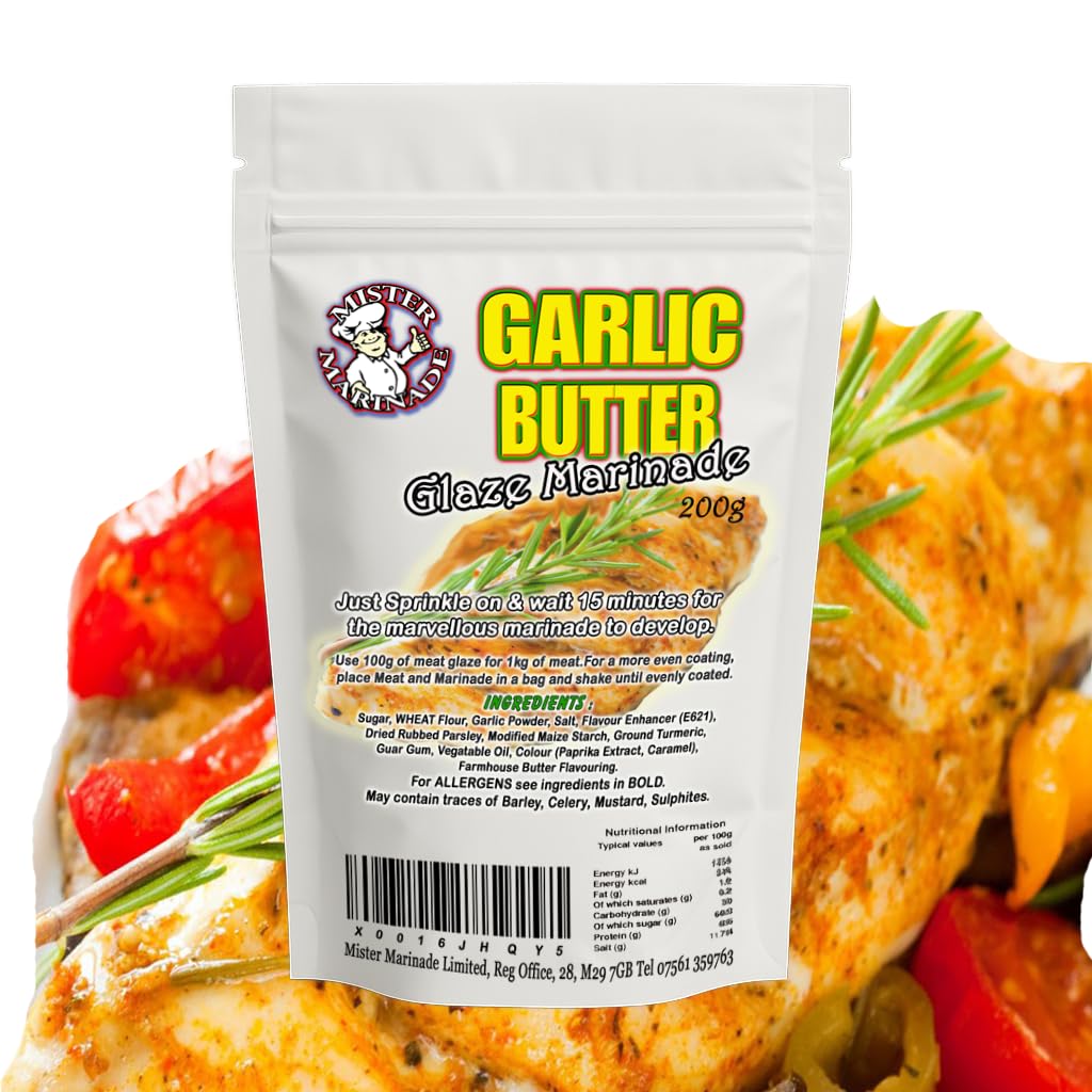 MISTER MARINADE Meat Glaze Marinade & BBQ Rub 200g, A Subtle Blend of Garlic and Mild Herb with a Rich Buttery Flavour