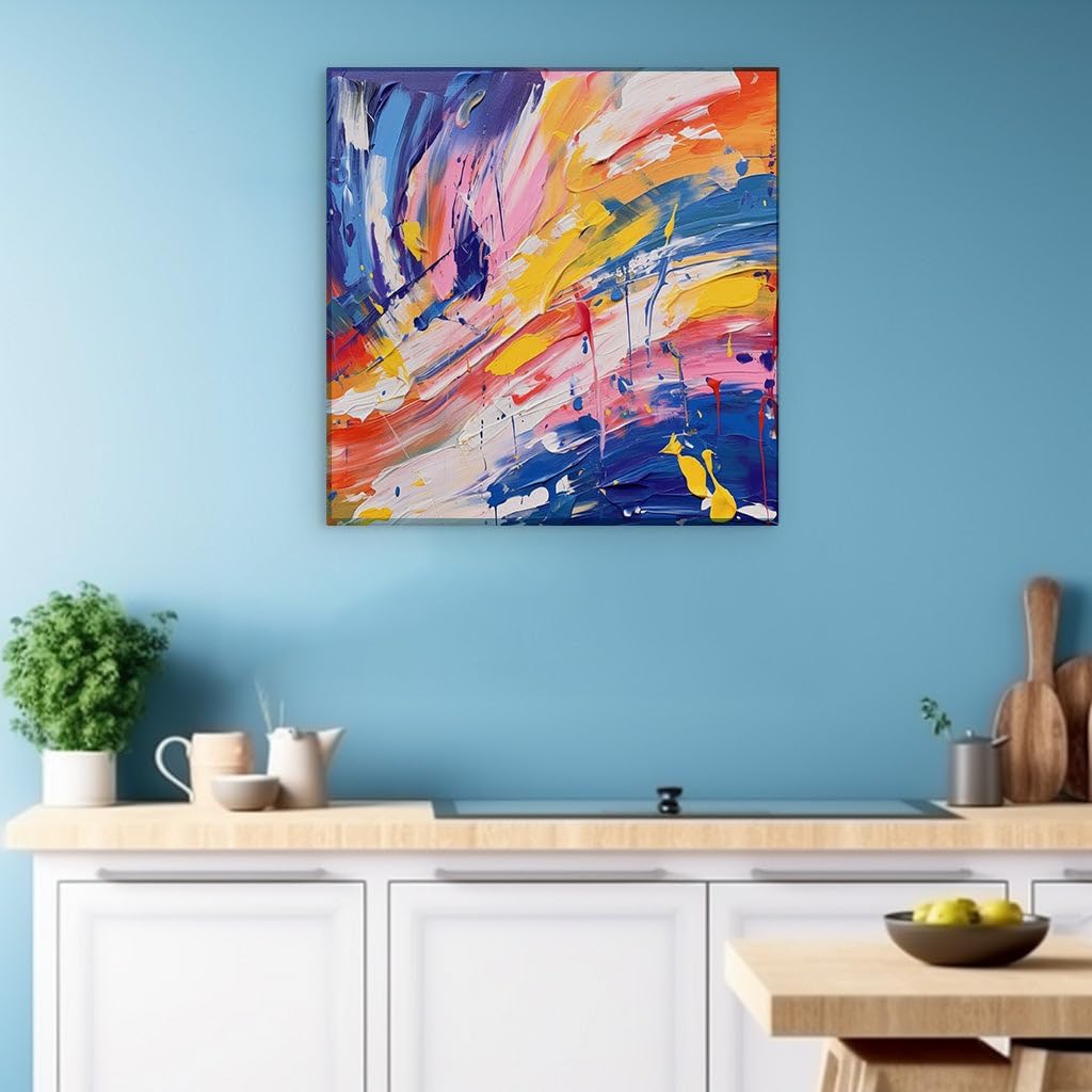 Canvas for Living room. Vibrant Hues and Dynamic Movement A Testament to Abstract Abstraction Unleashed, 27 x 18 inch Canvas Wall Art - Ready to Hang - 69x46 cm (27x18 inch)