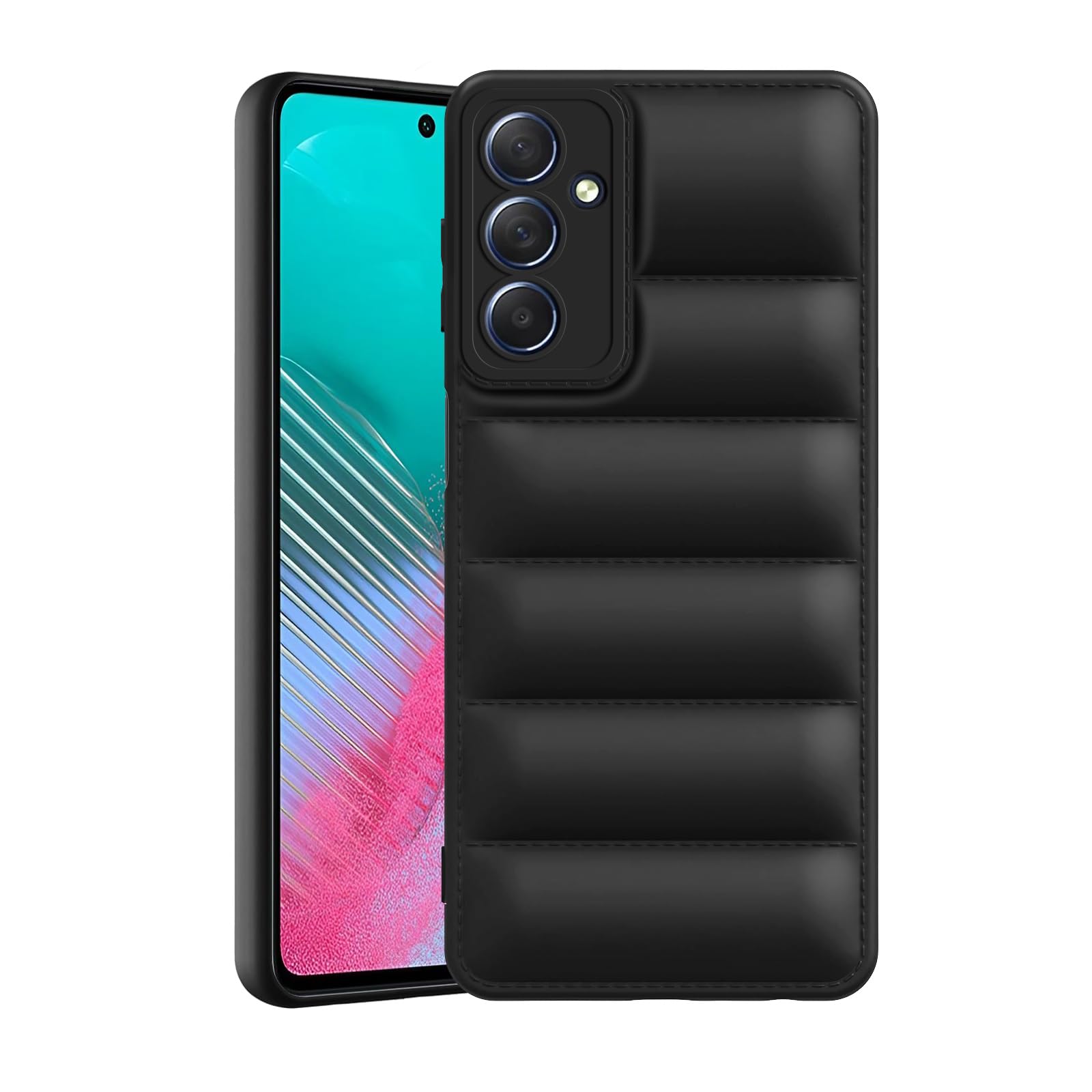 Plus Puffer Case Camera Protection Soft Back Cover for Samsung Galaxy M54 5G / Samsung Galaxy F54 5G - Black (B0D2RPZCBB) Amazon Price History, Amazon Price Tracker