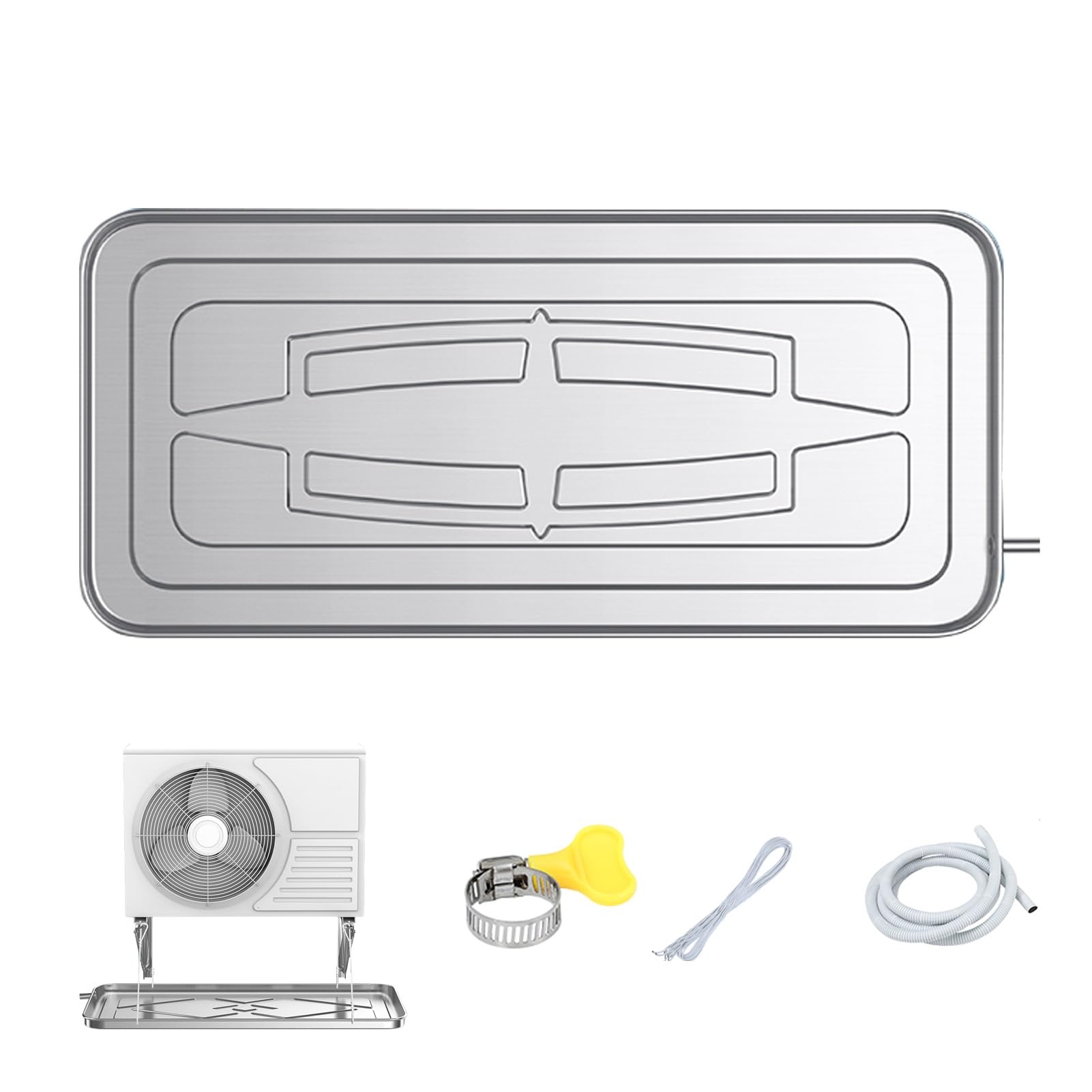 Kit de vidange pour fenêtre AC avec grand bac à condensat et tuyau d'eau de 3 mètres