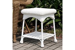 Wicker Lane Outdoor White Wicker Patio Furniture End Table