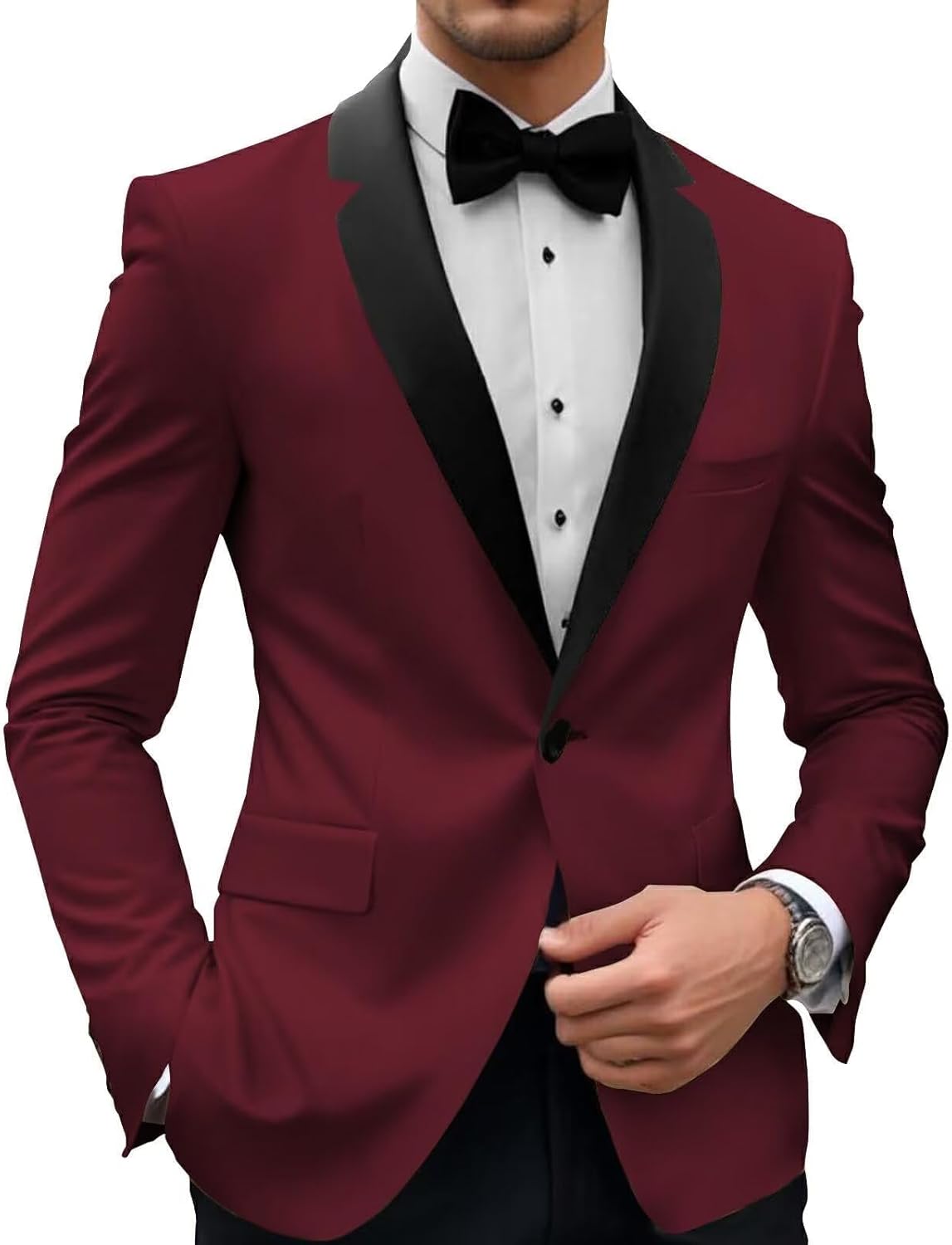 Mens Blazers Slim Fit Suit Coats for Men Solid One Botton Men's Tuxedo Suit Jackets