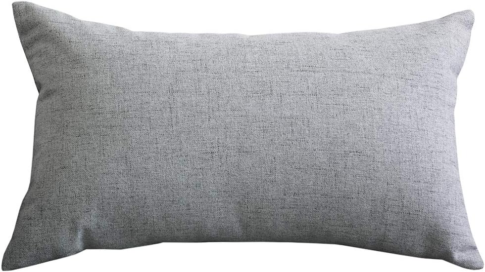 Lutanky Linen Cushion Cover Soft Rectangle Throw Pillow Cases for Sofa Bedroom Home Decoration (30 x 50 cm)(grey, 1 Piece)