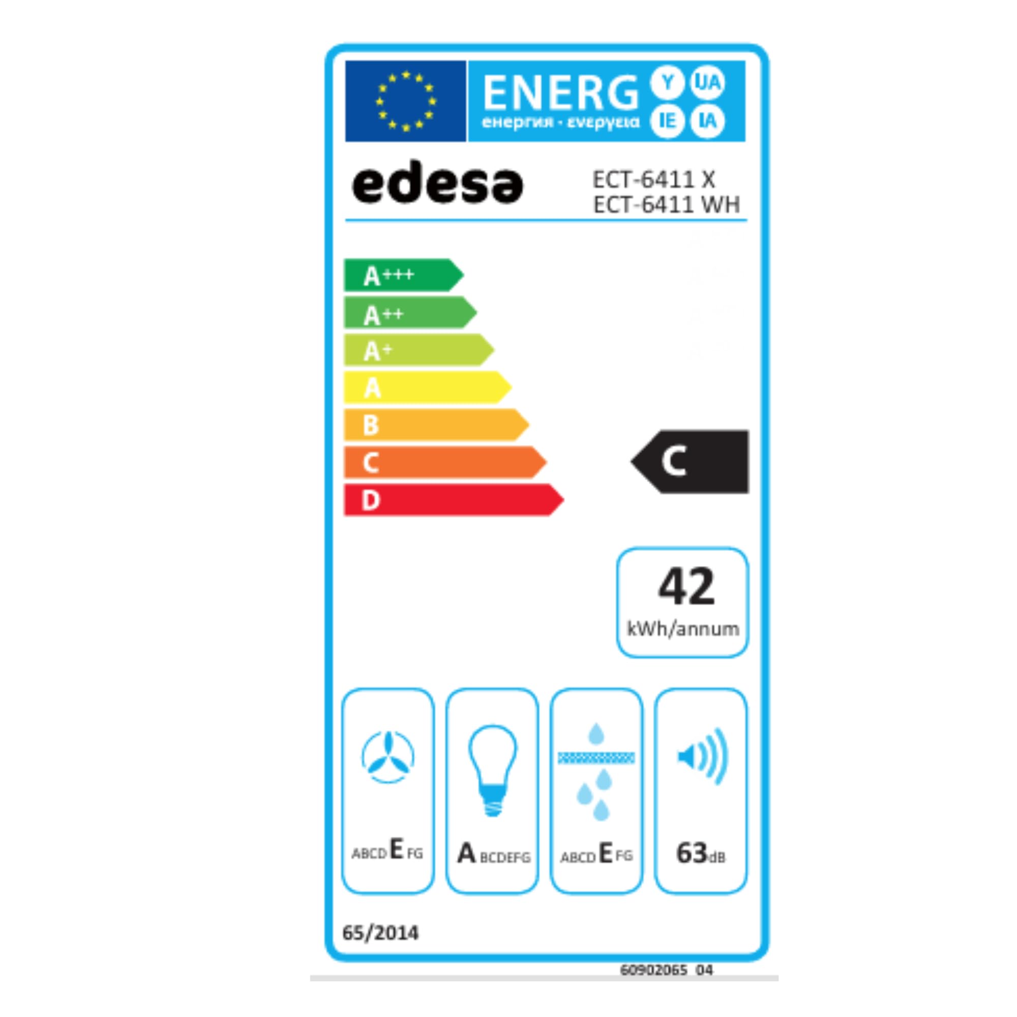 Edesa ECT-6411 X Campana Extractora Telescópica de 60 cm, 390 m³/h, 2 Velocidades, Mandos Mecánicos, Iluminación LED, Filtros Lavables, Clase C, Acero Inoxidable