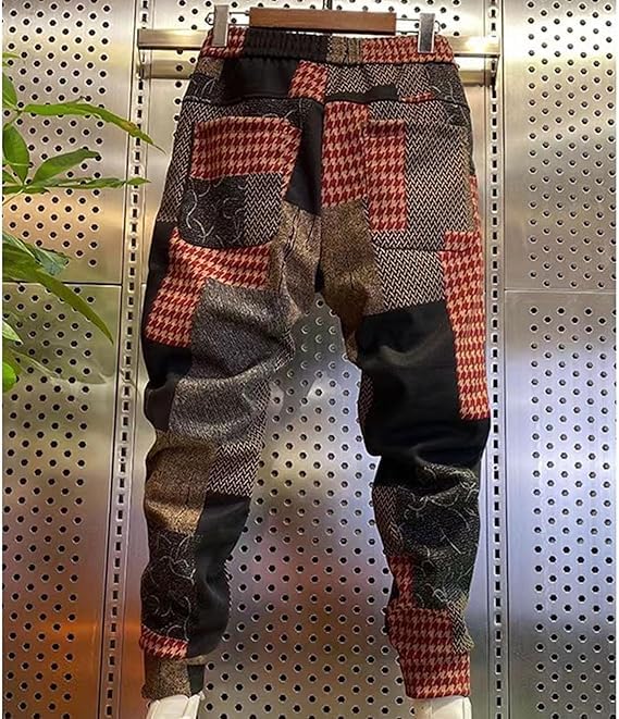 Men's Baggy Sweatpants Elastic Waist Drawstring Pants for Men Casual Tapered Stretchy Retro Graphic Jogger Pants2