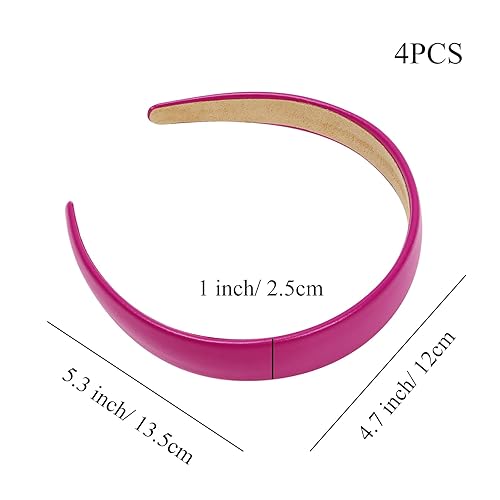 Miniatura 2 de WOVOWOVO Diademas de cuero de 1 pulgada para mujer, antideslizantes, suaves, de poliuretano, para mujer, de moda, lindas diademas de belleza a la