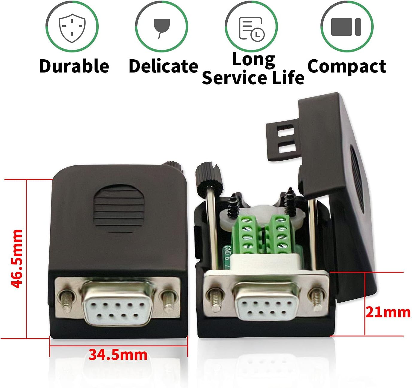 Up To 40% OFF DaFuRui(4Pcs-Female) DB9 Solderless RS232 D-SUB Serial to 9pin Port Terminal DB9 Female Adapter Board DB9 Breakout Connector with Case Long Bolts Tail Pipe New Deal DaFuRui(4Pcs-Female) DB9 Solderless RS232 D-SUB Serial to 9pin Port Terminal DB9 Female Adapter Board DB9 Breakout Connector with Case Long Bolts Tail Pipe