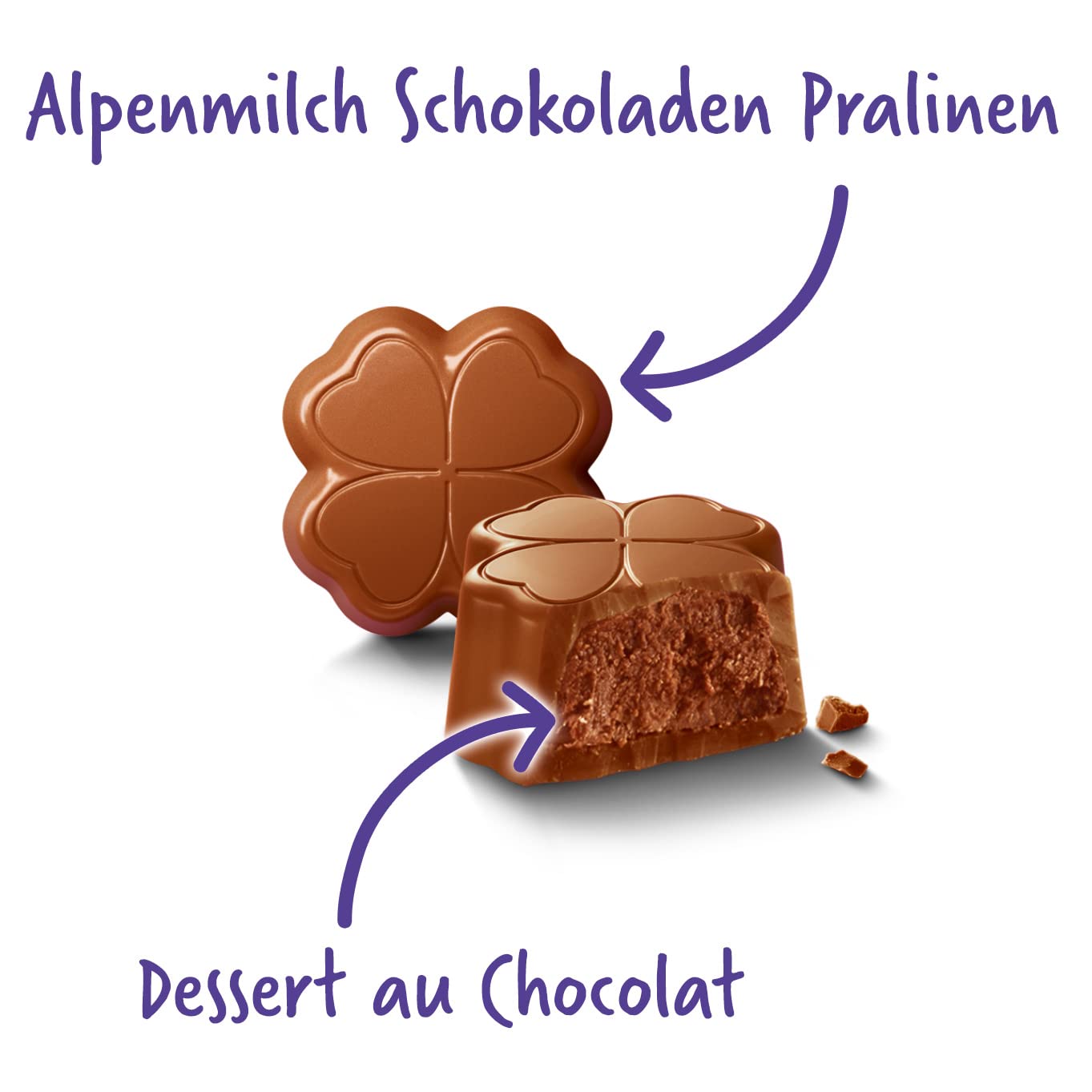 Milka Alles Gute Pralinen – Alpenmilch-Schokolade mit feiner Kakaocrème-Füllung in Kleeblattform – 12 x 44g (Packung mit 3)