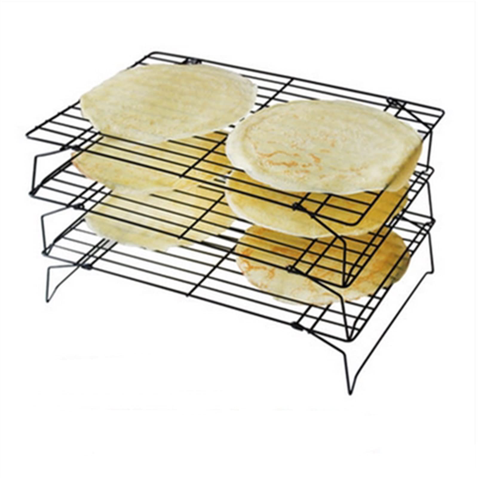 Plateau de refroidissement pour gâteau Cuisson pliable Grille de refroidissement pour gâteau Grille de refroidissement pour pain Grille à biscuits Grille de refroidissement antiadhésive noire (Coule