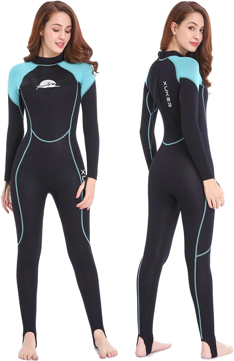 XUKER Women Men Wetsuit 2mm 3mm, Neoprene Wet Suits Front/Back Zip in Cold Water Full Body Dive Suit for Water Sports