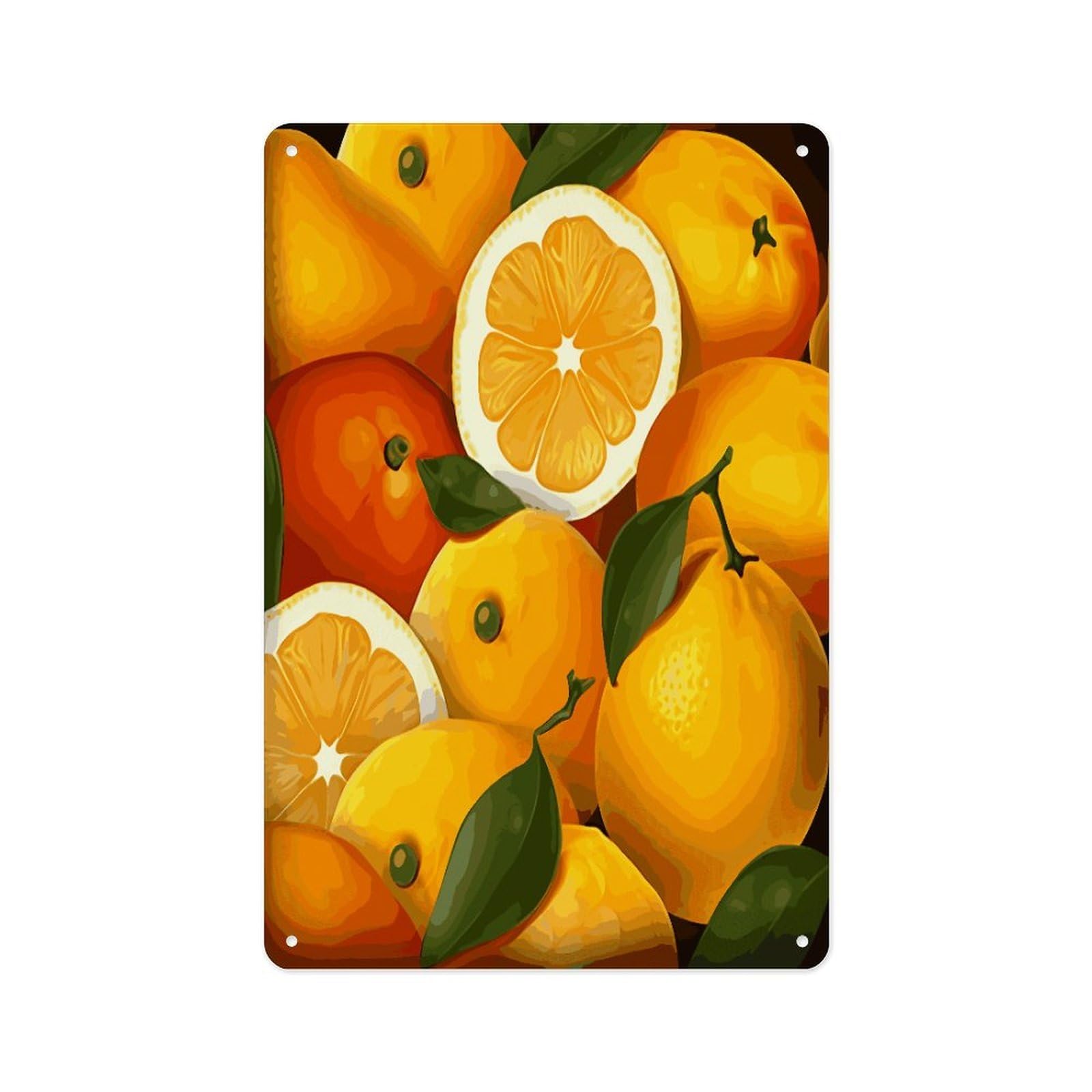 Fekiloot Style Oranges And Lemons Wall Decor Metal Signs Tin Signs Poster